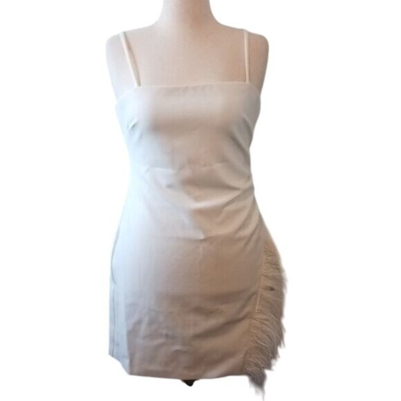NEW‎ Revolve Likely Owens Feather Mini Dress Removable Straps White, Size 12 - Picture 2 of 12